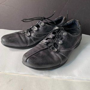 ECCO MEN'S LEATHER SNEAKERS SHOES BLACK SIZE IT 40/ US 10